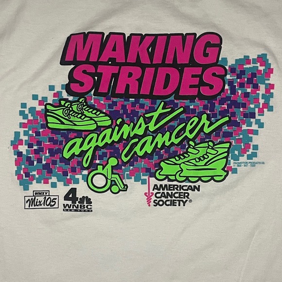 Vintage 90’s Making Strides Against Cancer T Shirt XL Single Stitch Dunkin Donut - Picture 2 of 6